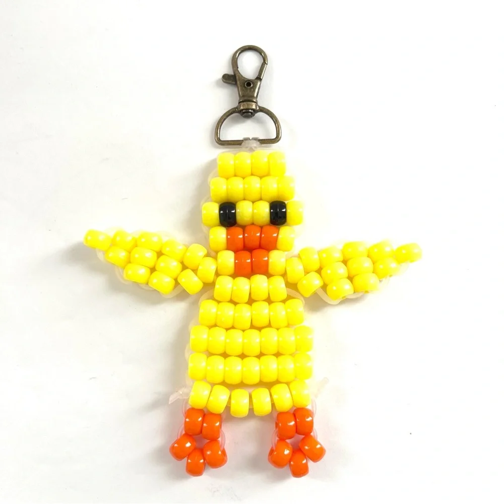Handmade Baby Chick Beaded Keychain